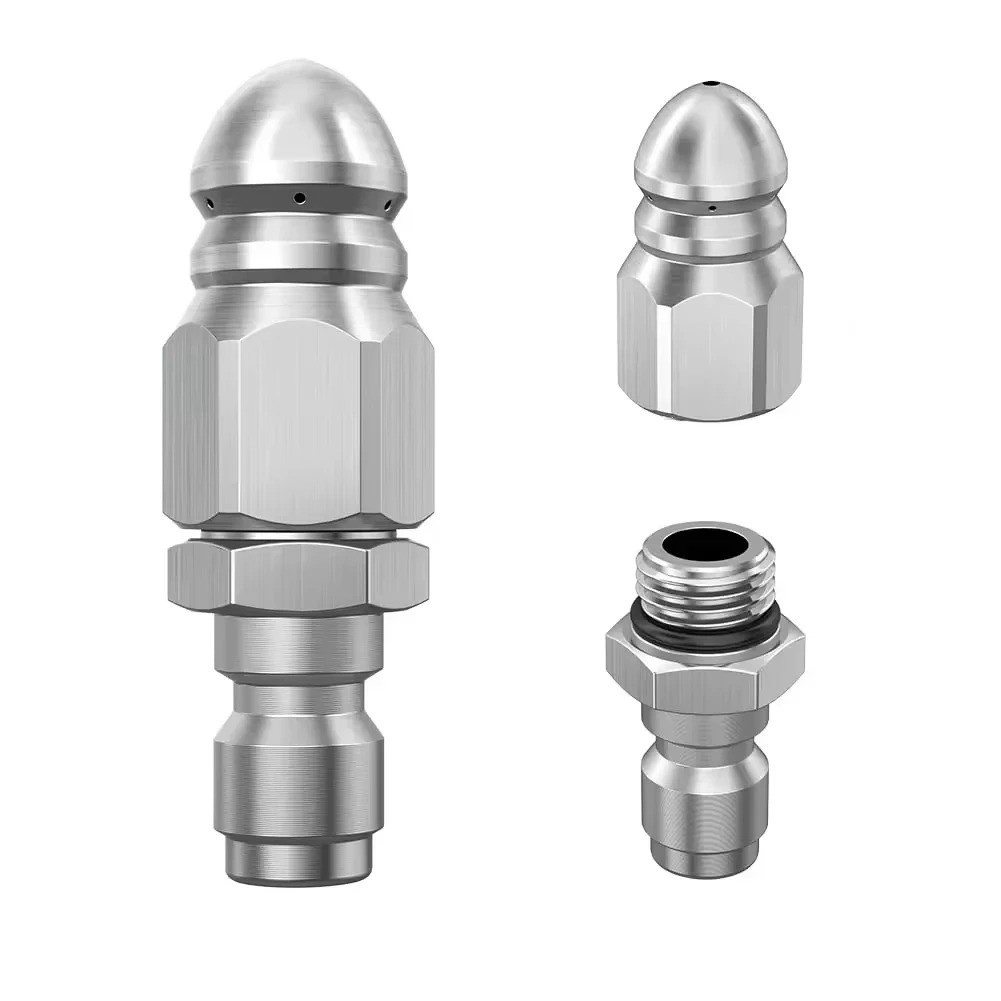 Water Jet Nozzle High Pressure 1/4″ Stainless Steel Drain Cleaner Hose Tool