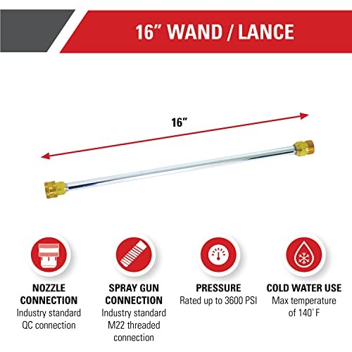 Simpson Cleaning 80149 Universal 16-Inch Pressure Washer Wand for Cold Water Use