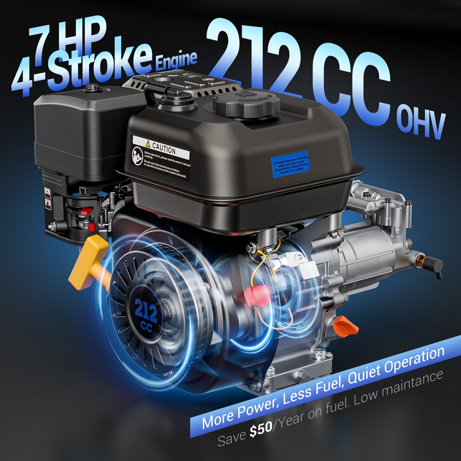 Efurden High Pressure Washer Gas Powered 3500PSI 2.3GPM 4 Nozzles&Soap Tank Set
