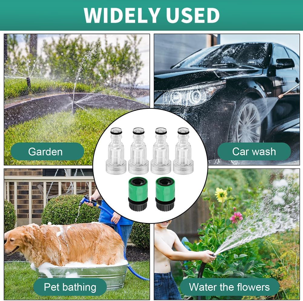 4Pcs 3/4 Inch Quick Connect Pressure Washer to Garden Hose Adapter, Washer Fi…