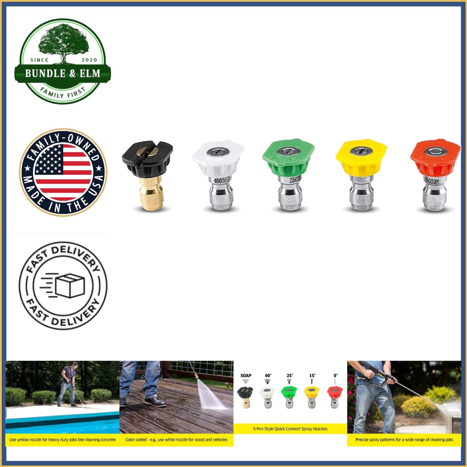 Pressure Washer Accessory Kit with Quick Connect Nozzles for All Cleaning Needs