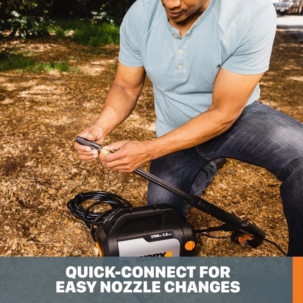 Worx 1700 Psi 1.2 Gpm Electric Cold Water Pressure Washer With 2 Spray Nozzles
