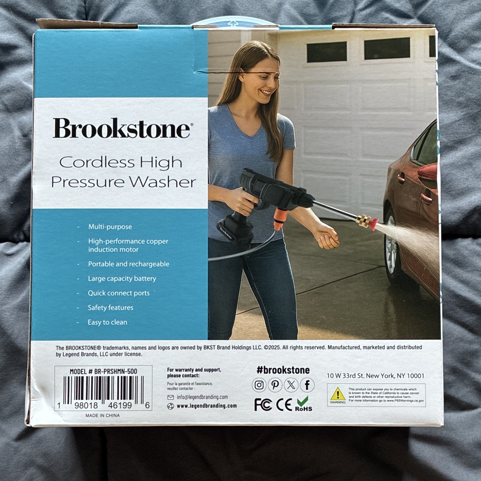 Brookstone Cordless Battery Cold Water Pressure Washer Lightweight Quick Connect