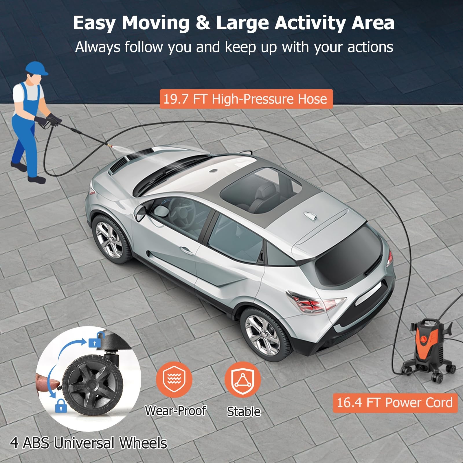 Costway Electric Pressure Washer 4 Universal Wheels 2400 Psi High Pressure