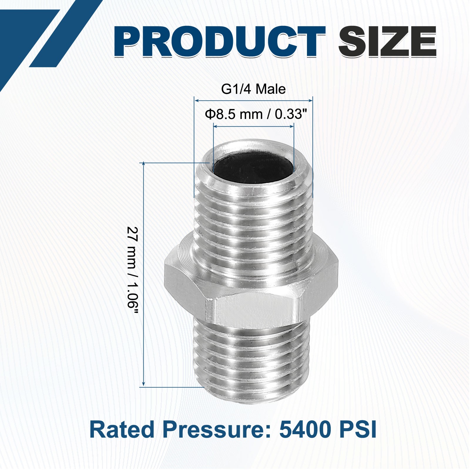 Pressure Washer Connector G1/4 Male to G1/4 Male 5400PSI Stainless Steel