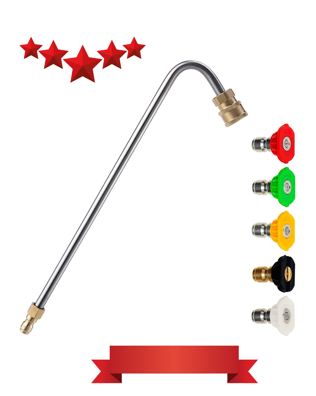 Stainless Steel Pressure Washer Gutter Cleaner Attachment, Angled Extension Wand