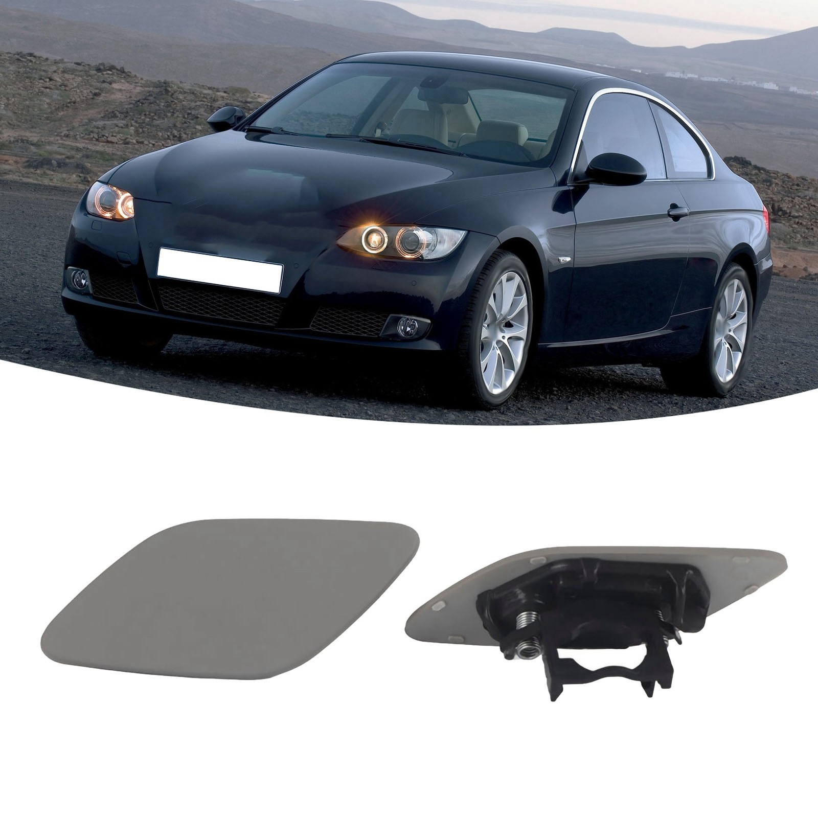 1 Pair Headlight Washer Jet Spray Nozzle Cap Cover Fit for 3-Series E92 E93 616