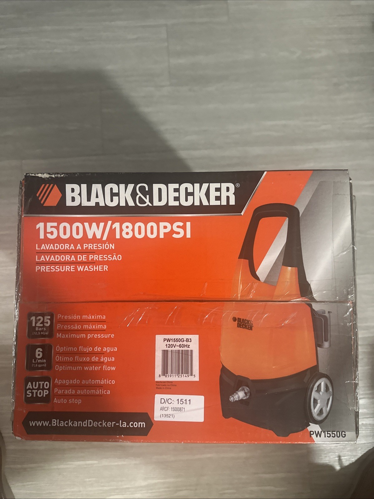 Black And Decker 1500 W/1800 Psi Pressure Washer New with box