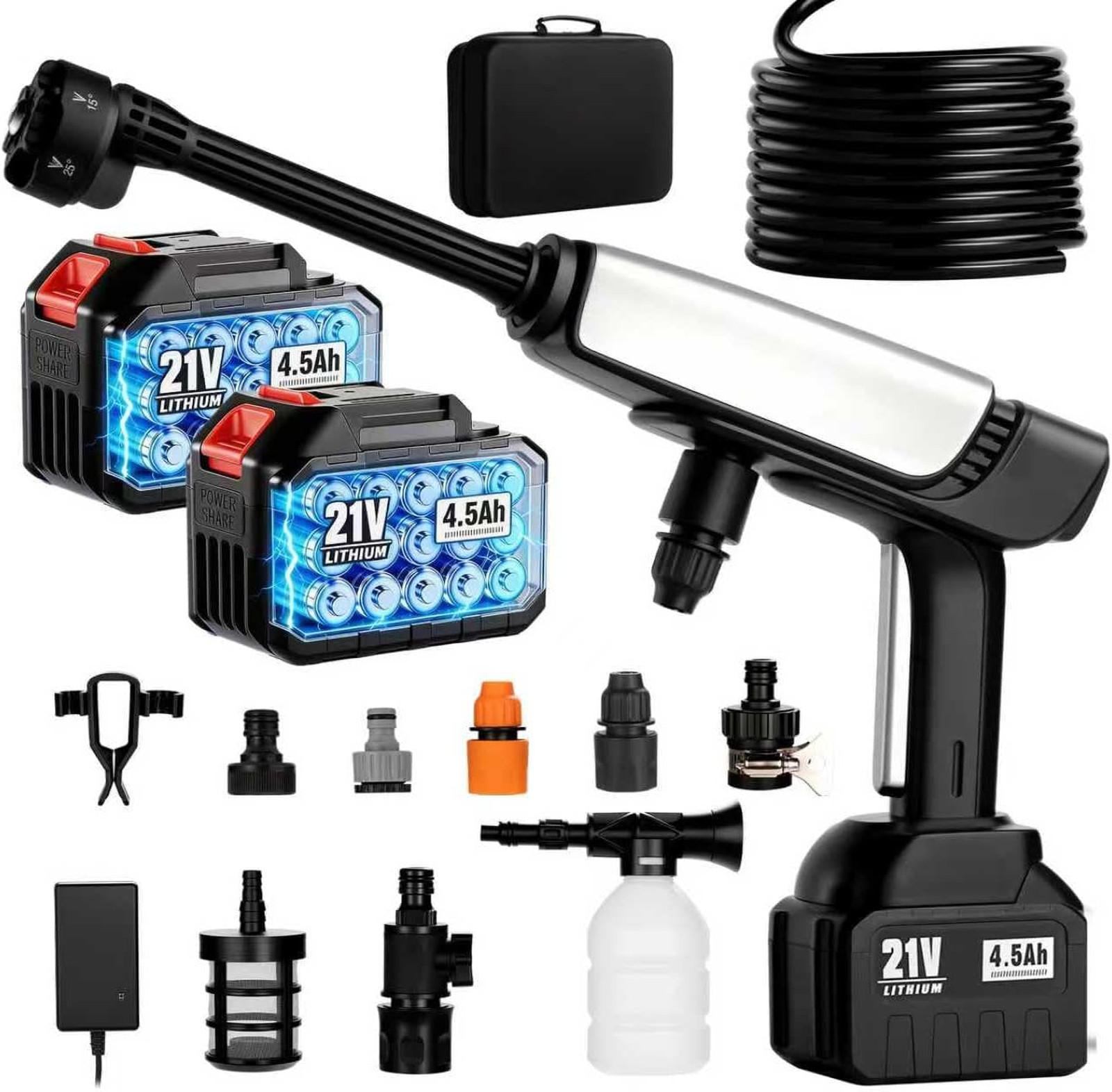 Cordless Pressure Washer Battery Powered,Portable Power Washer with 2pcs 4.5Ah