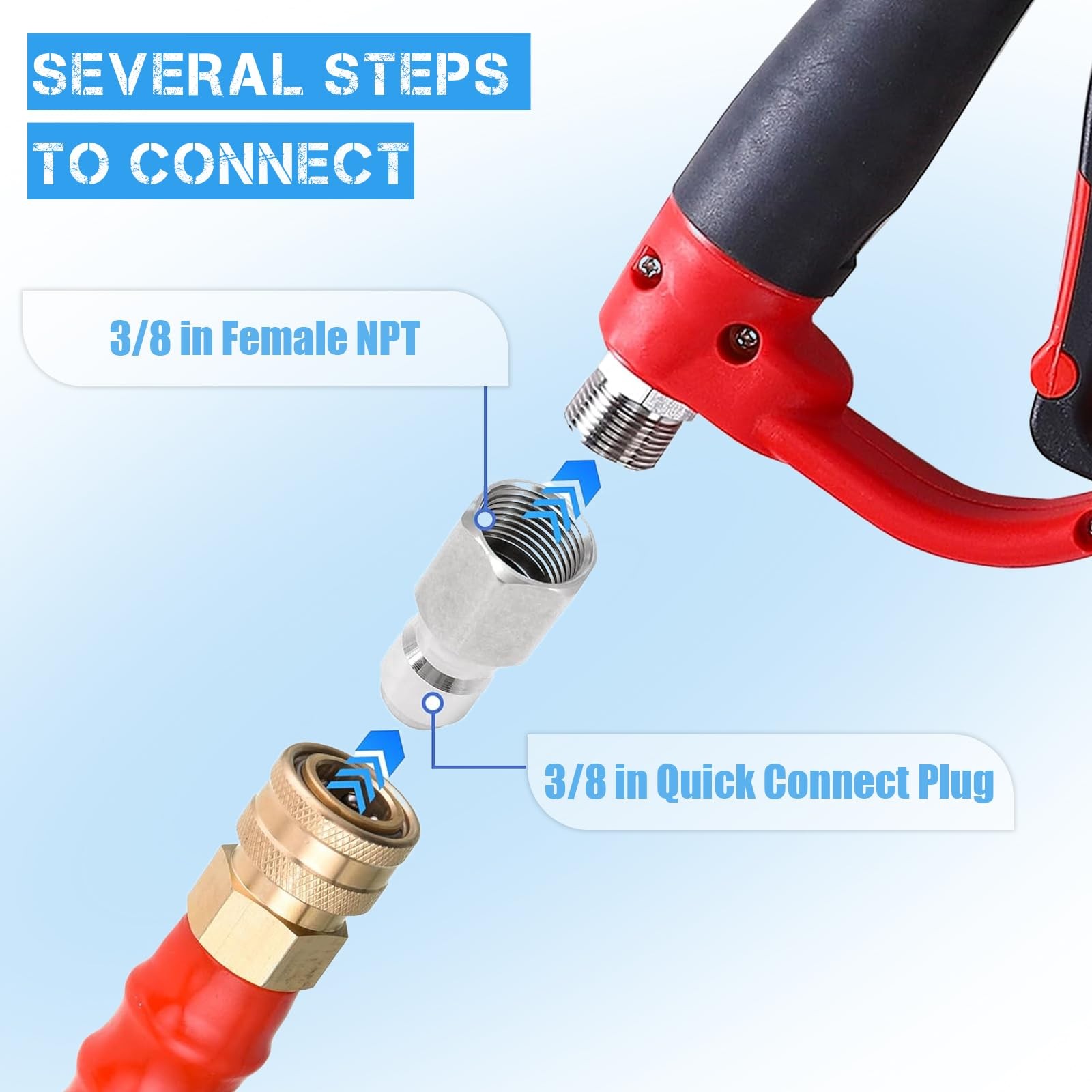 Pressure Washer Coupler Stainless Steel Male Quick Connect Plug 3/8 Inch 2 PCS
