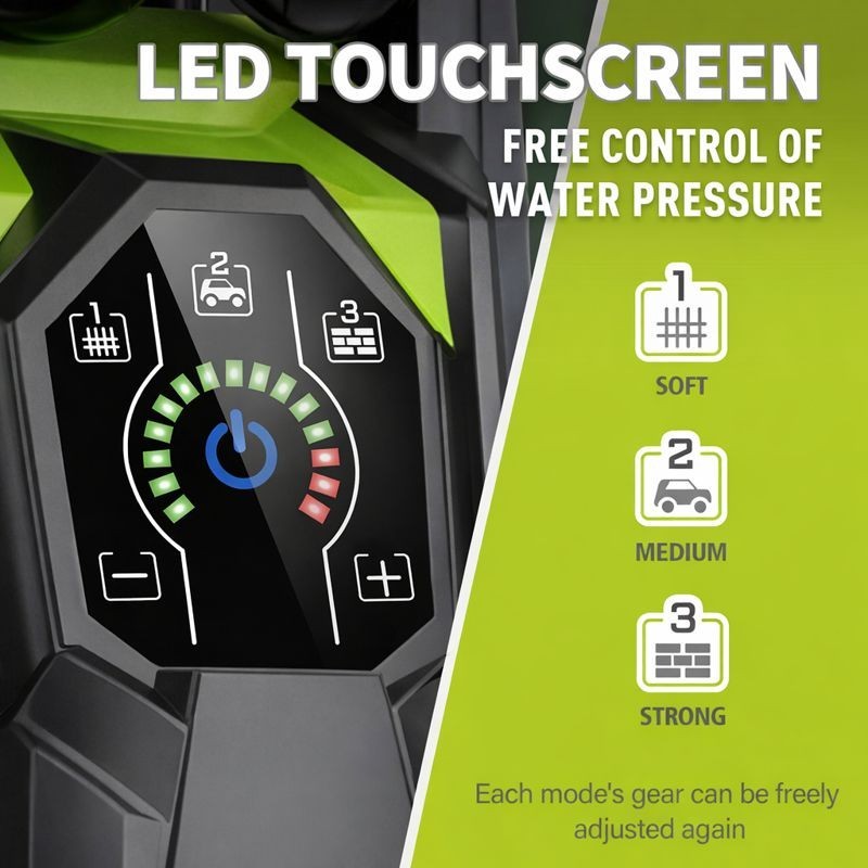 Electric Pressure Washer 5000PSI 2.65GPM, 15 Level Adjustable Touch Screen