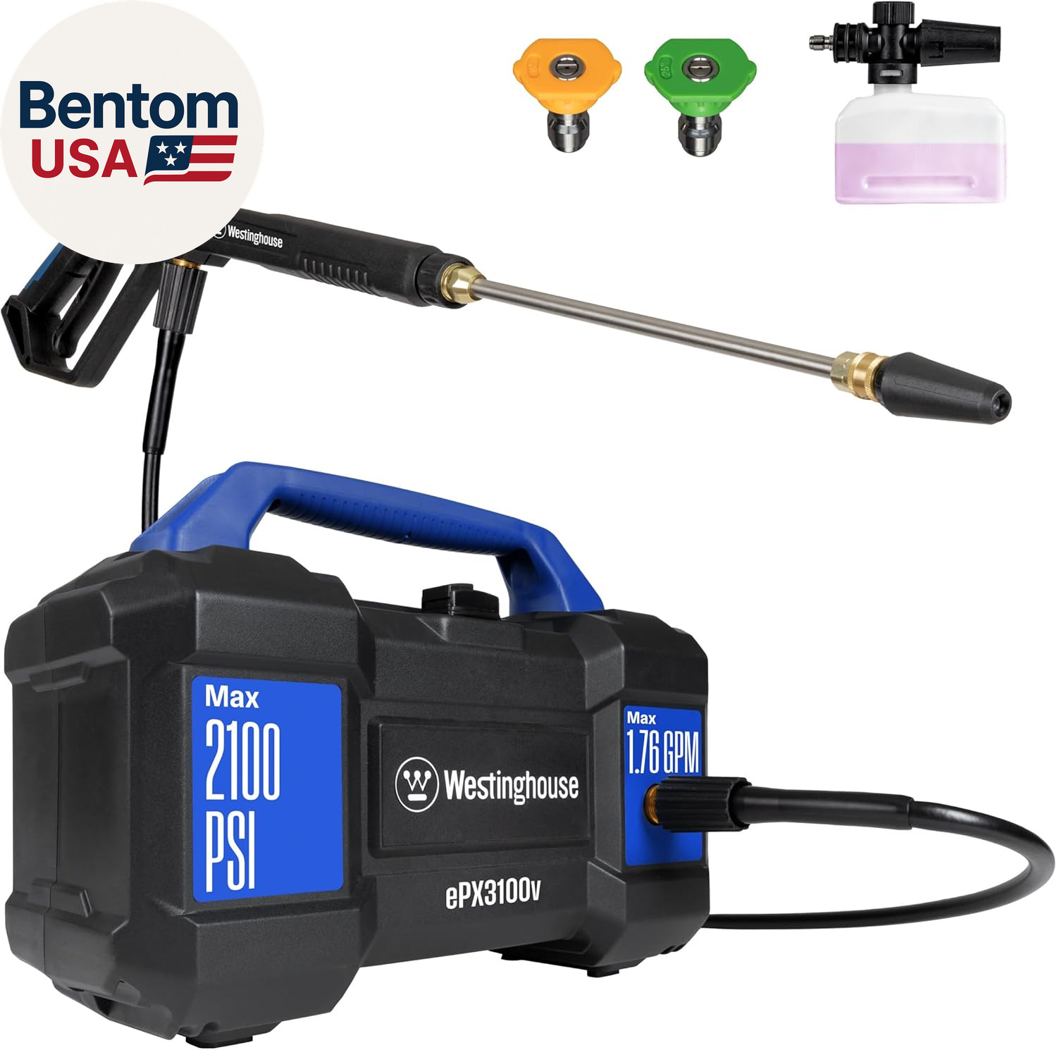 Westinghouse Epx3100V Electric Pressure Washer, 2100 Max PSI 1.76 Max GPM, Built