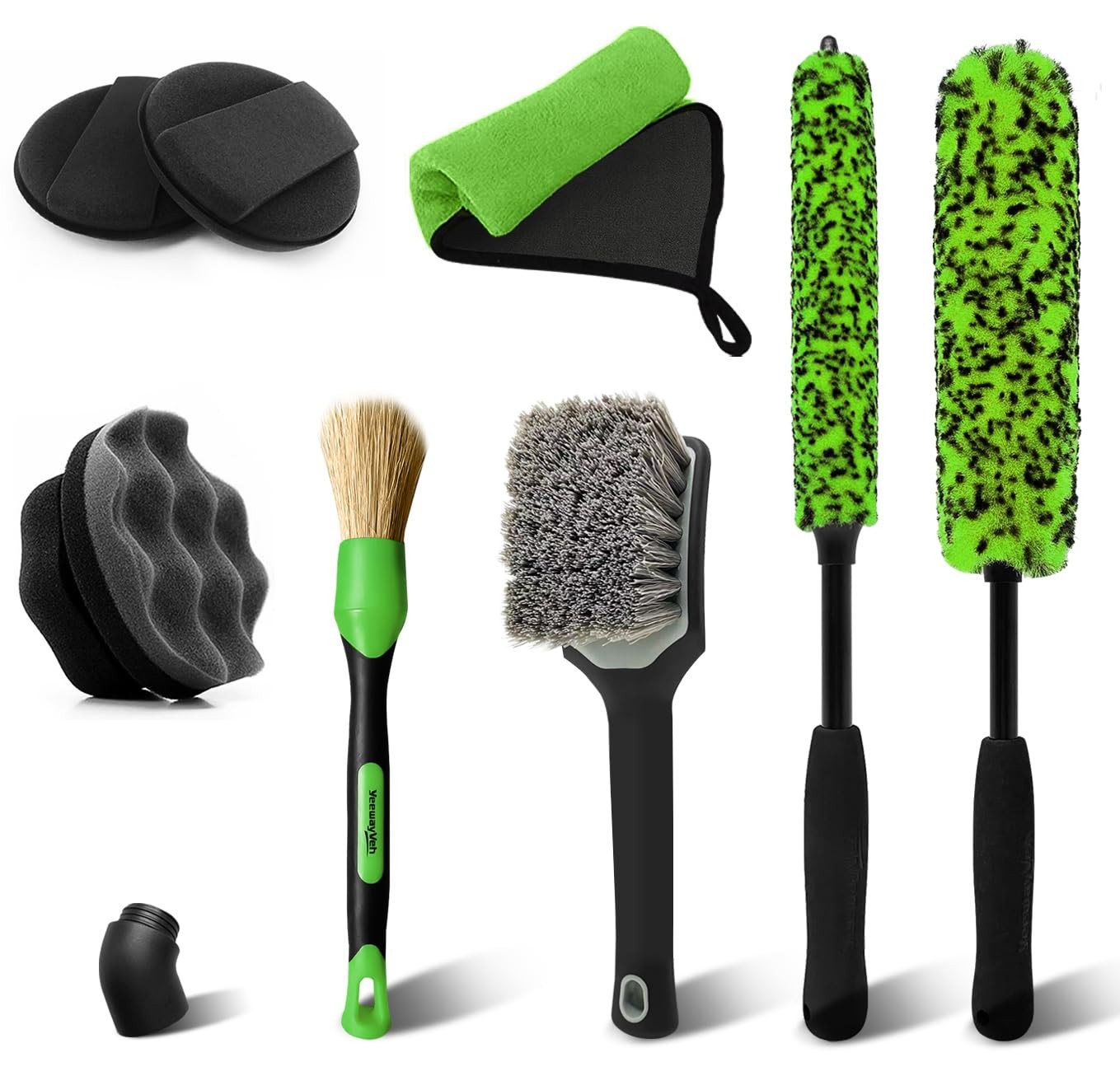 YeewayVeh 8PCS Ultimate 8-Pack, Green [Full Set Wheel Care Kit]