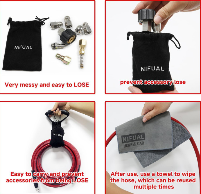 Kit for 1/4 Inch NPT Corner Max Working Pressure Drain Cleaner Hose 5800 PSI