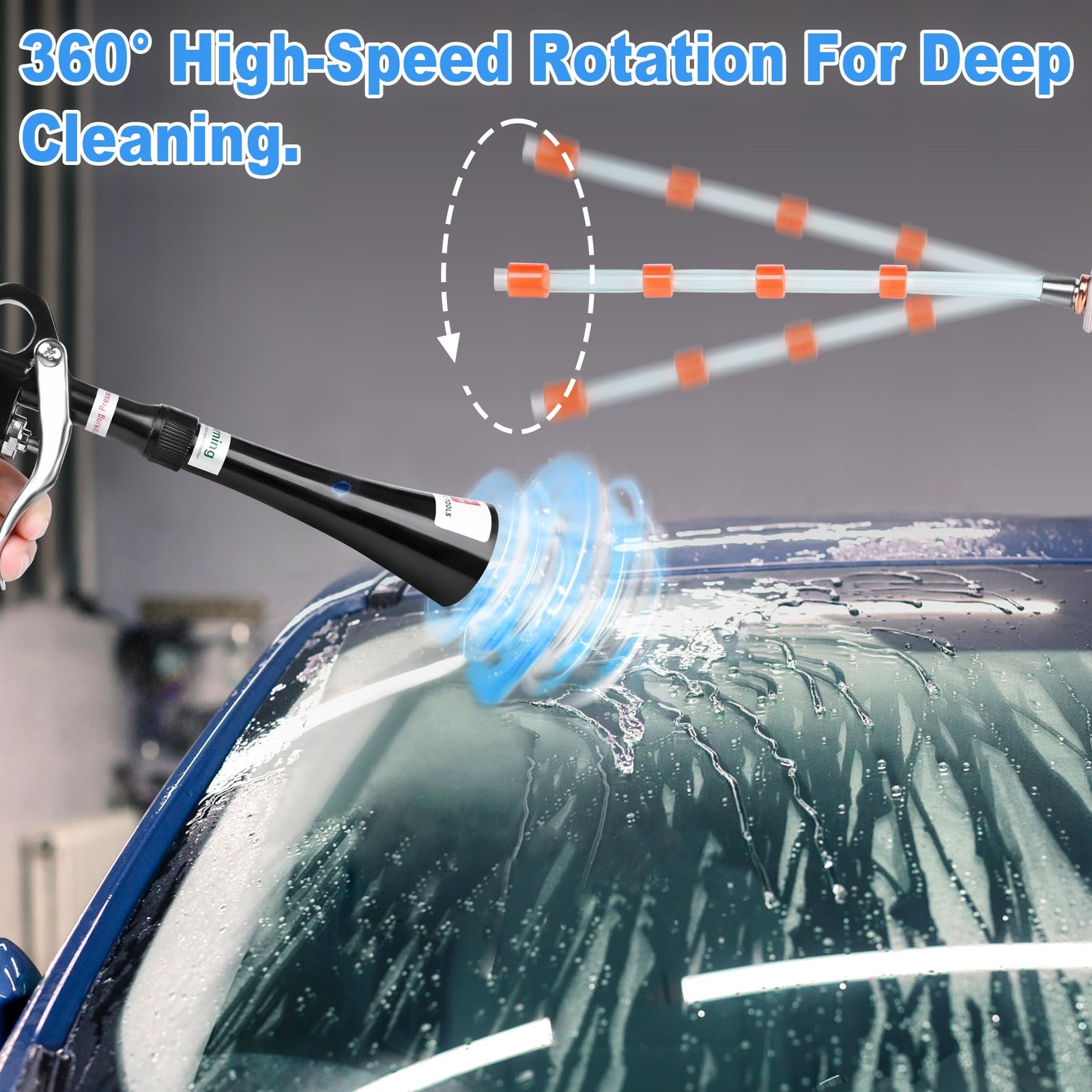 phepetroll Air Blow Gun Car Detailing Dry Cleaning Soft Hose -1 Nozzle, Black