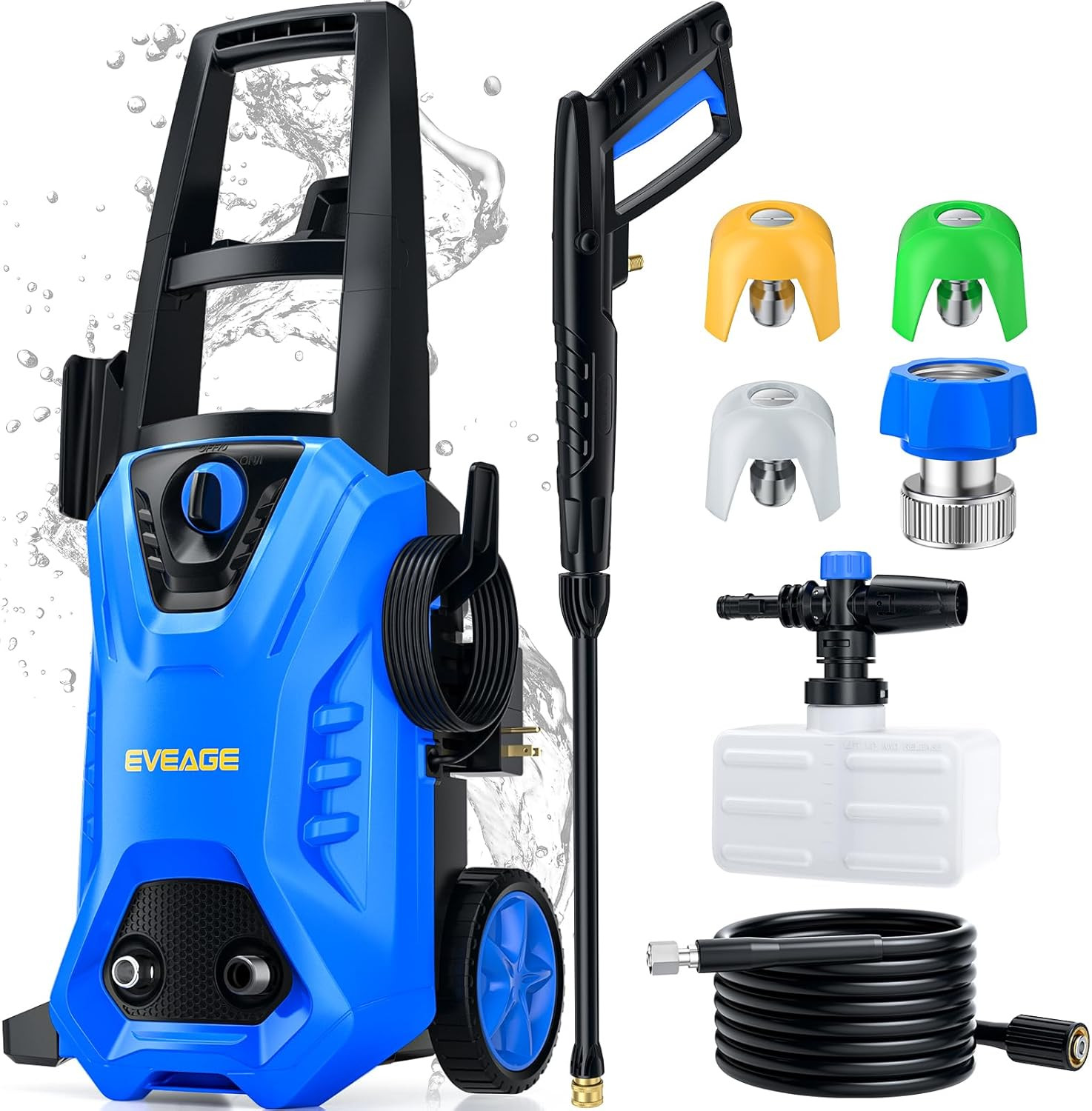 EVEAGE Electric Pressure Washer, Power Washer with 1000Ml Foam Cannon, Powerwash