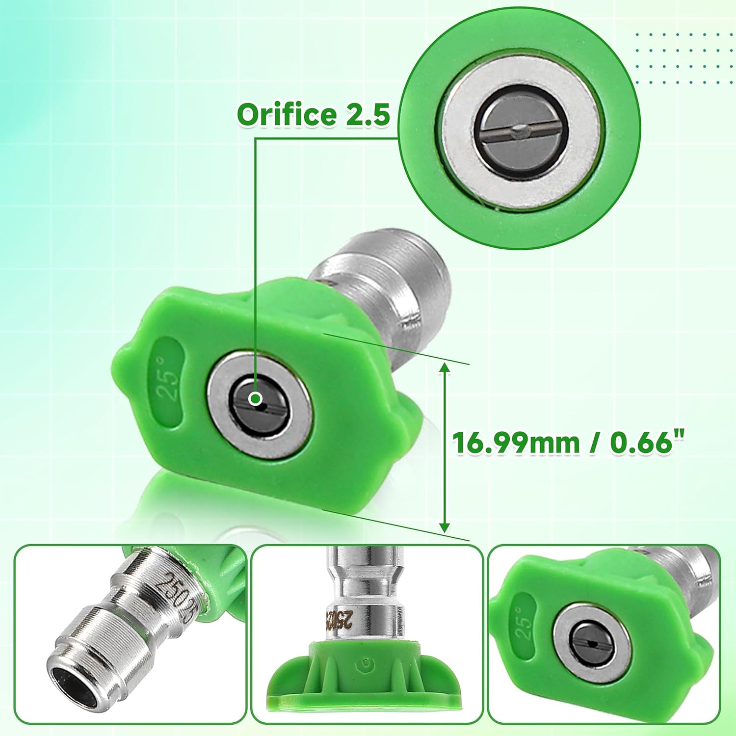 Pressure Washer Tips, 25 Degree Green Power Washer Nozzle Tips, Pressure Washer