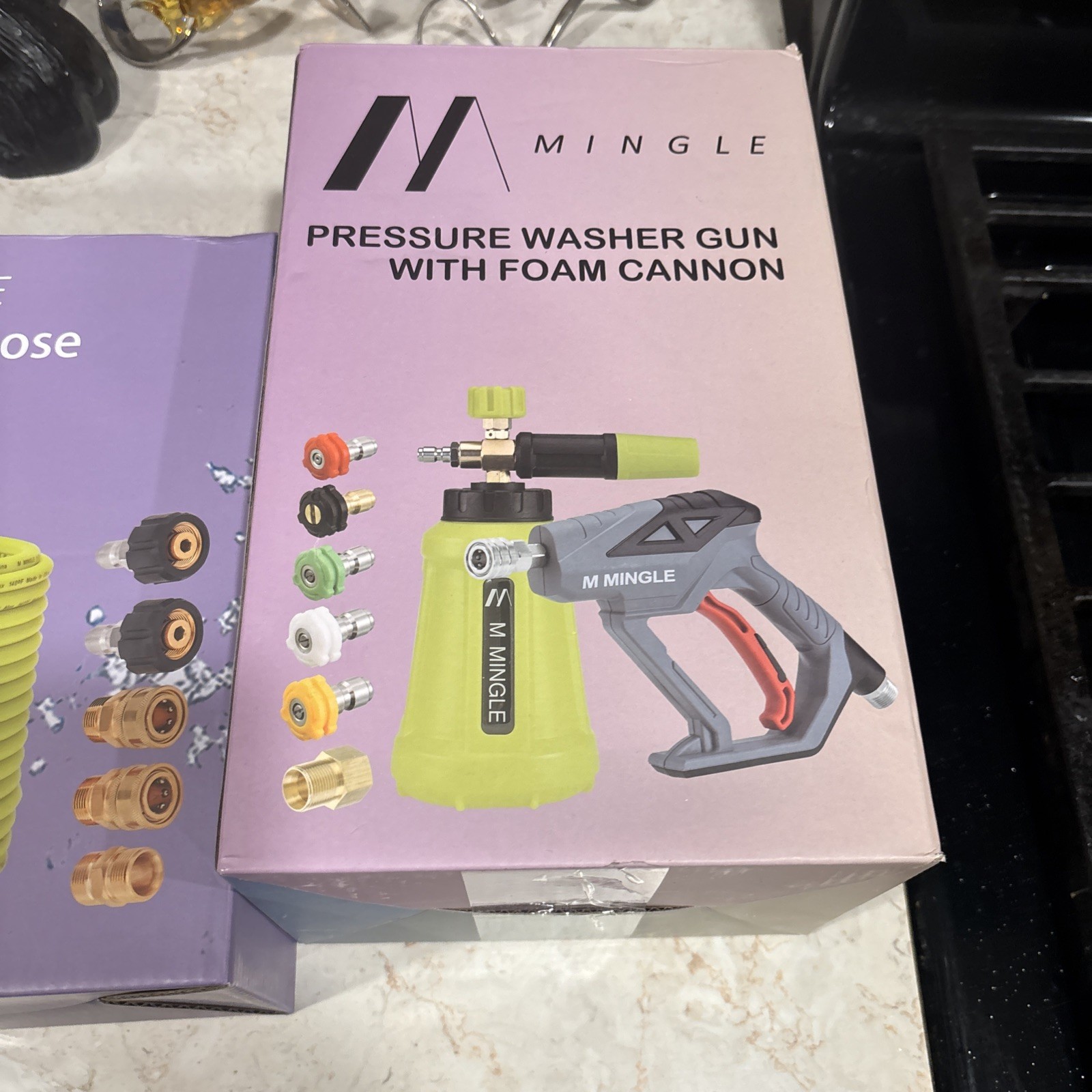 Mingle Pressure washer gun with foam cannon and pressure washer hose