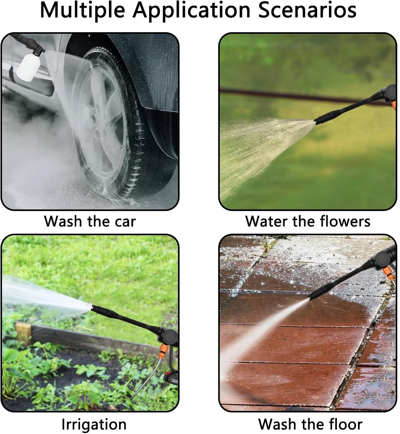 260W 6Ah Car Cordless Pressure Washer Kit Electric High Pressure Water Spray Gun