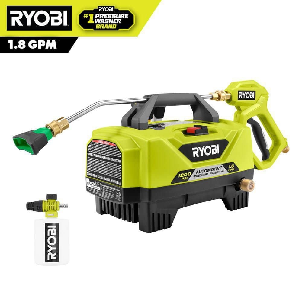 RYOBI 1200 PSI 1.8 GPM Cold Water Automotive High Flow Electric Pressure Washer