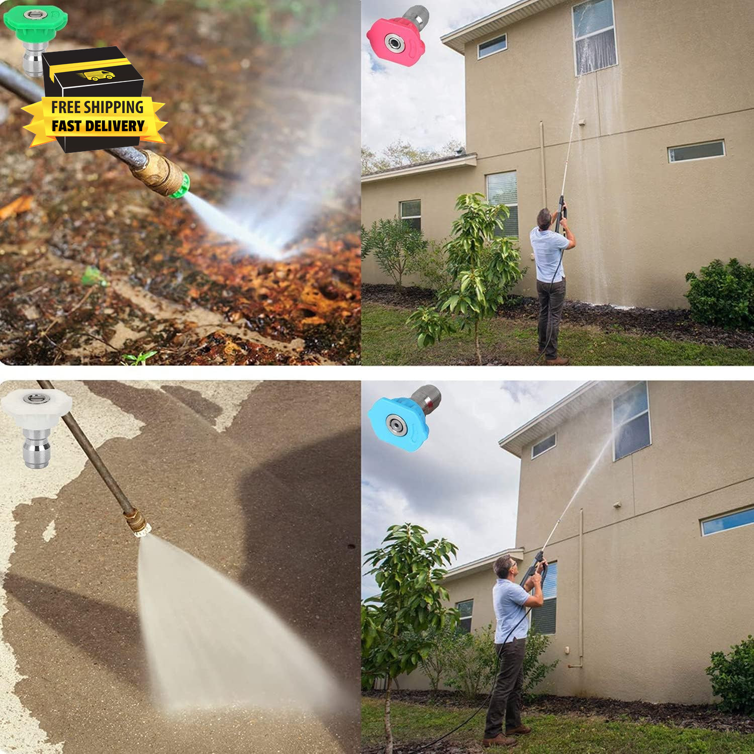 7 Pack Pressure Washer Spray Nozzle Tips Multiple Degrees, 14Inch Quick Connect,
