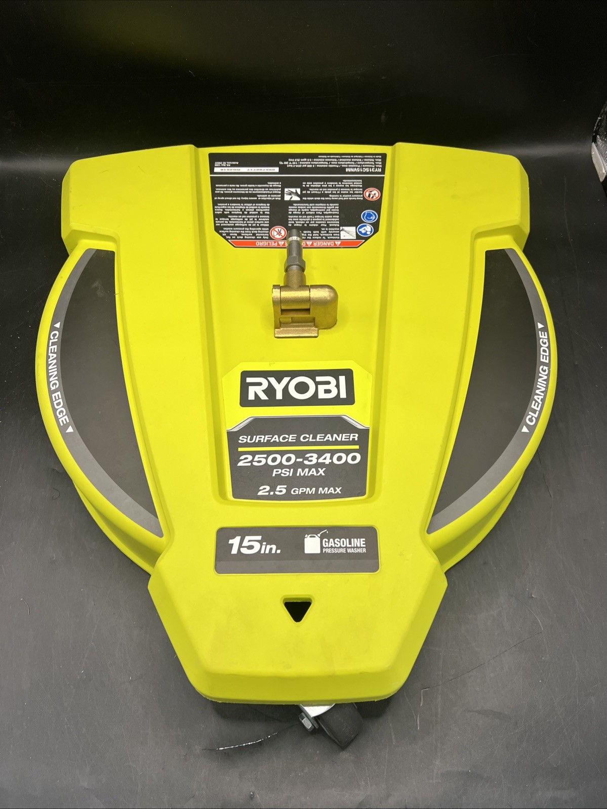 RYOBI 15 in. 3400 PSI Gas Pressure Washer Surface Cleaner with Caster Wheels