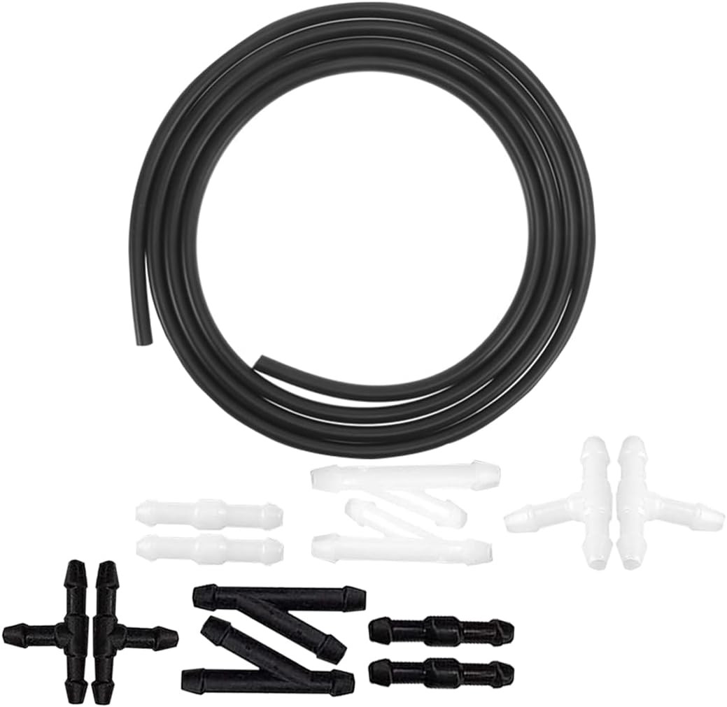Windshield Washer Hose Kit 4 Meter Wash Fluid Tubing with 12 Pcs Hose Connectors