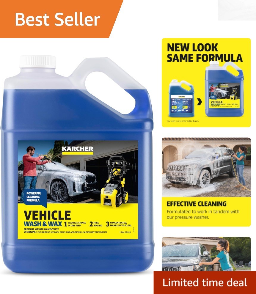 Pressure Washer Compatible Vehicle Wash & Wax – Fresh Scent, Highly Concentrated