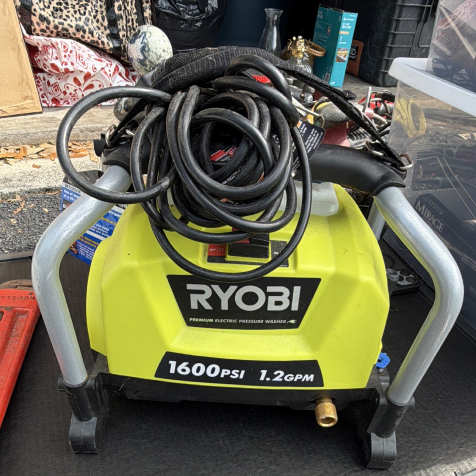 Ryobi RY141600 Electric Pressure Washer 1600 PSI Soap Tank Turbo Nozzle Hose