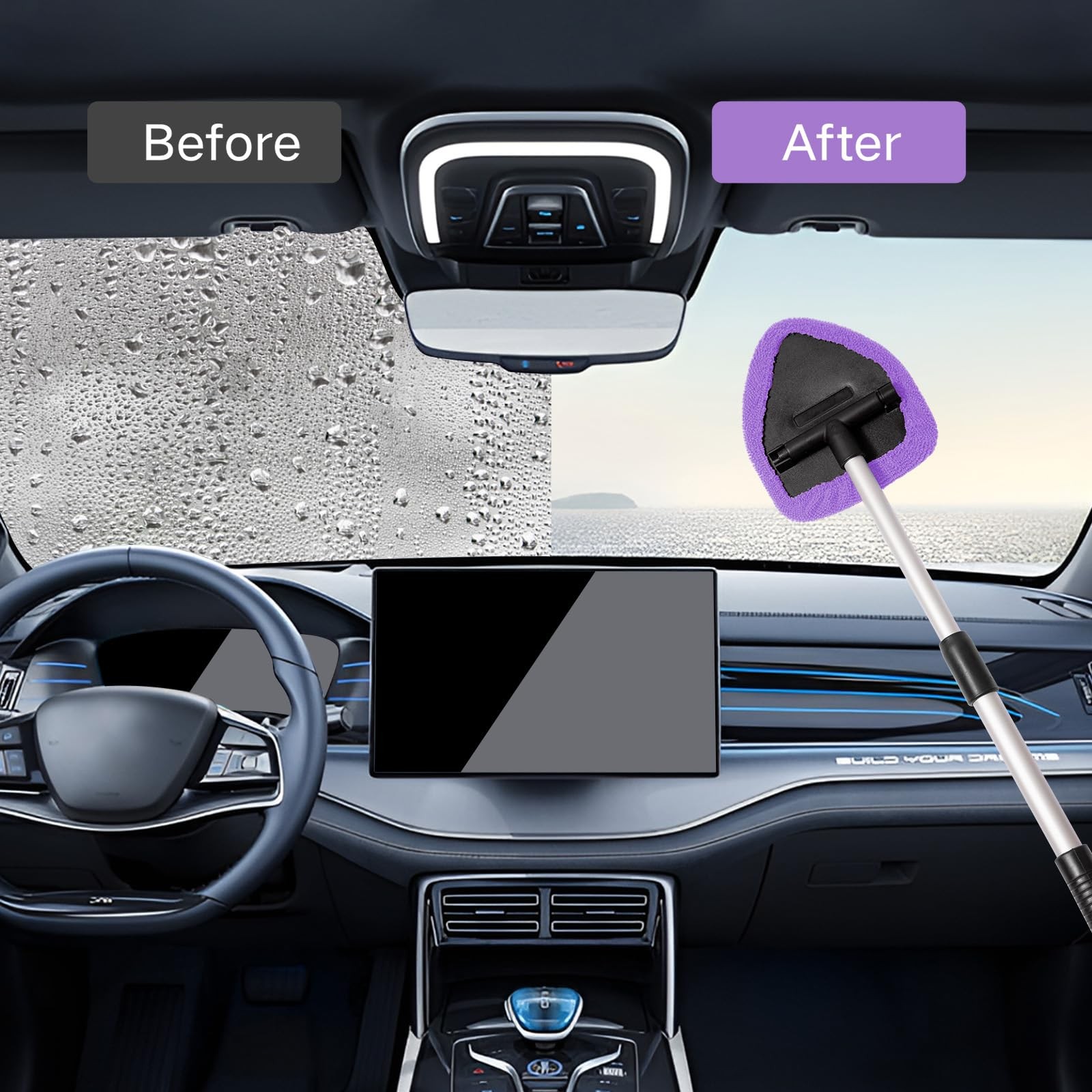 Qydipclin 10pcs Windshield Cleaning Tool Inside Car Window Cleaner Purple