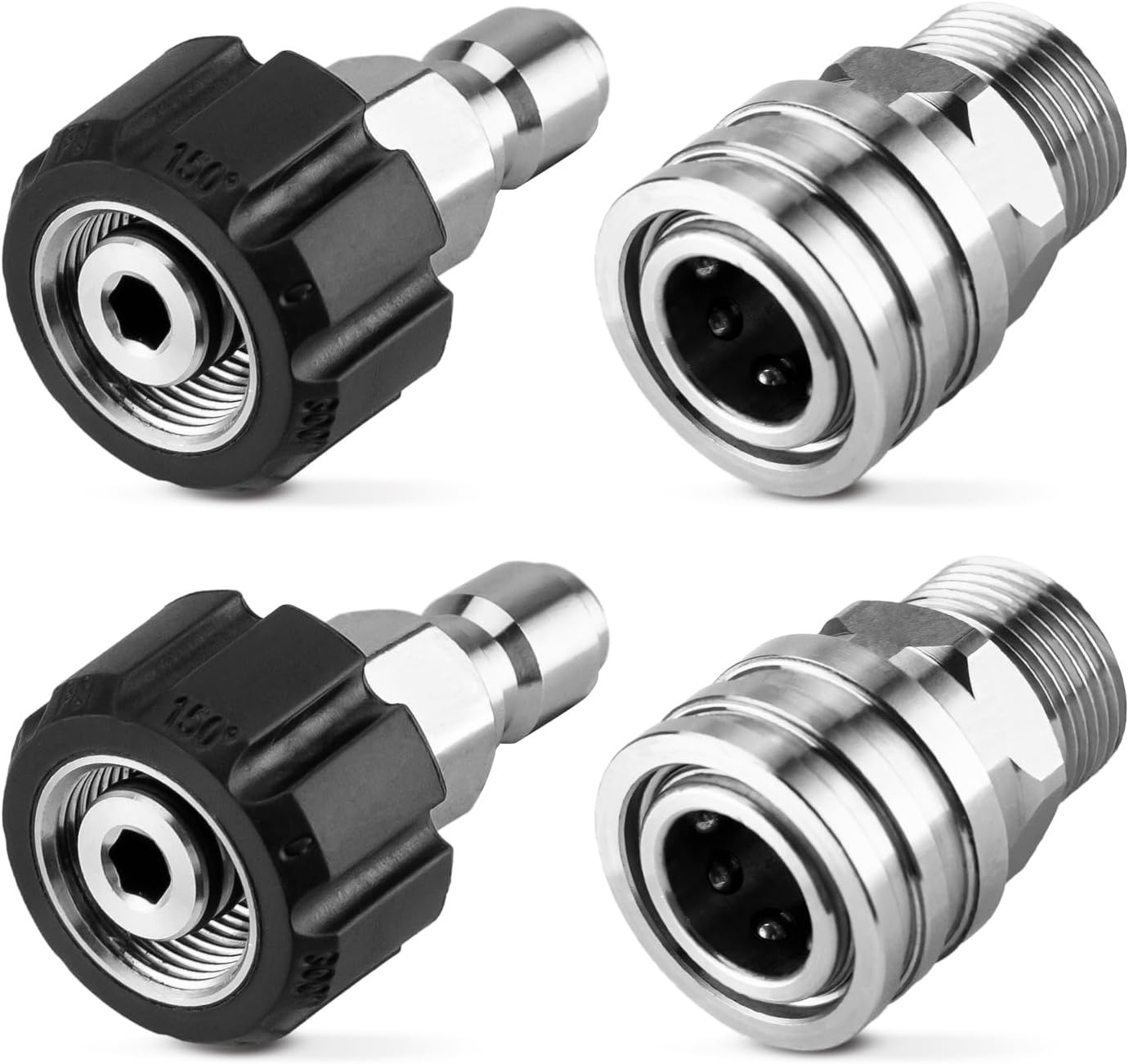 Pressure Washer Adapter Set, Stainless Steel Pressure Washer Quick Connect Ki…