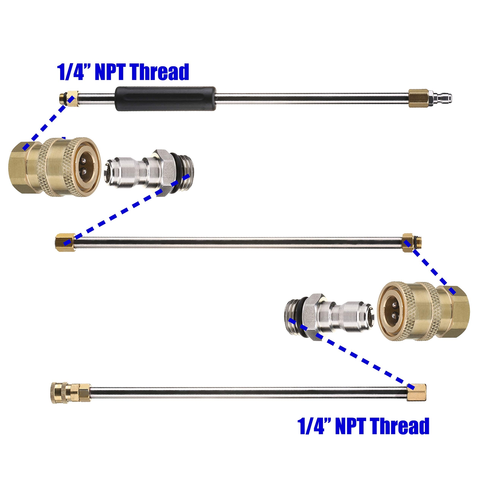 Pressure Washer Adapter Set 1/4 Inch Quick Disconnect Kit 5000 Psi