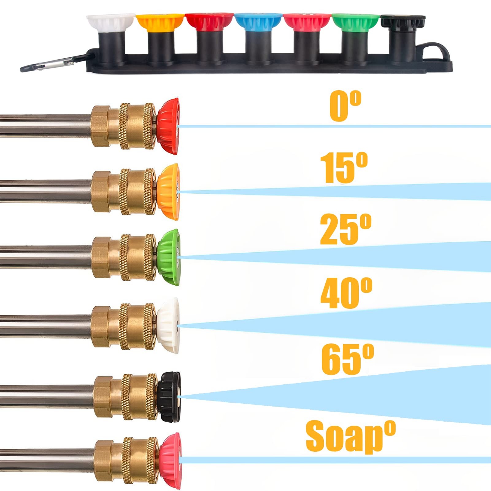 Pressure Washer Tips, Set of 7 Pressure Washer Nozzle Tips with Nozzle Holder…