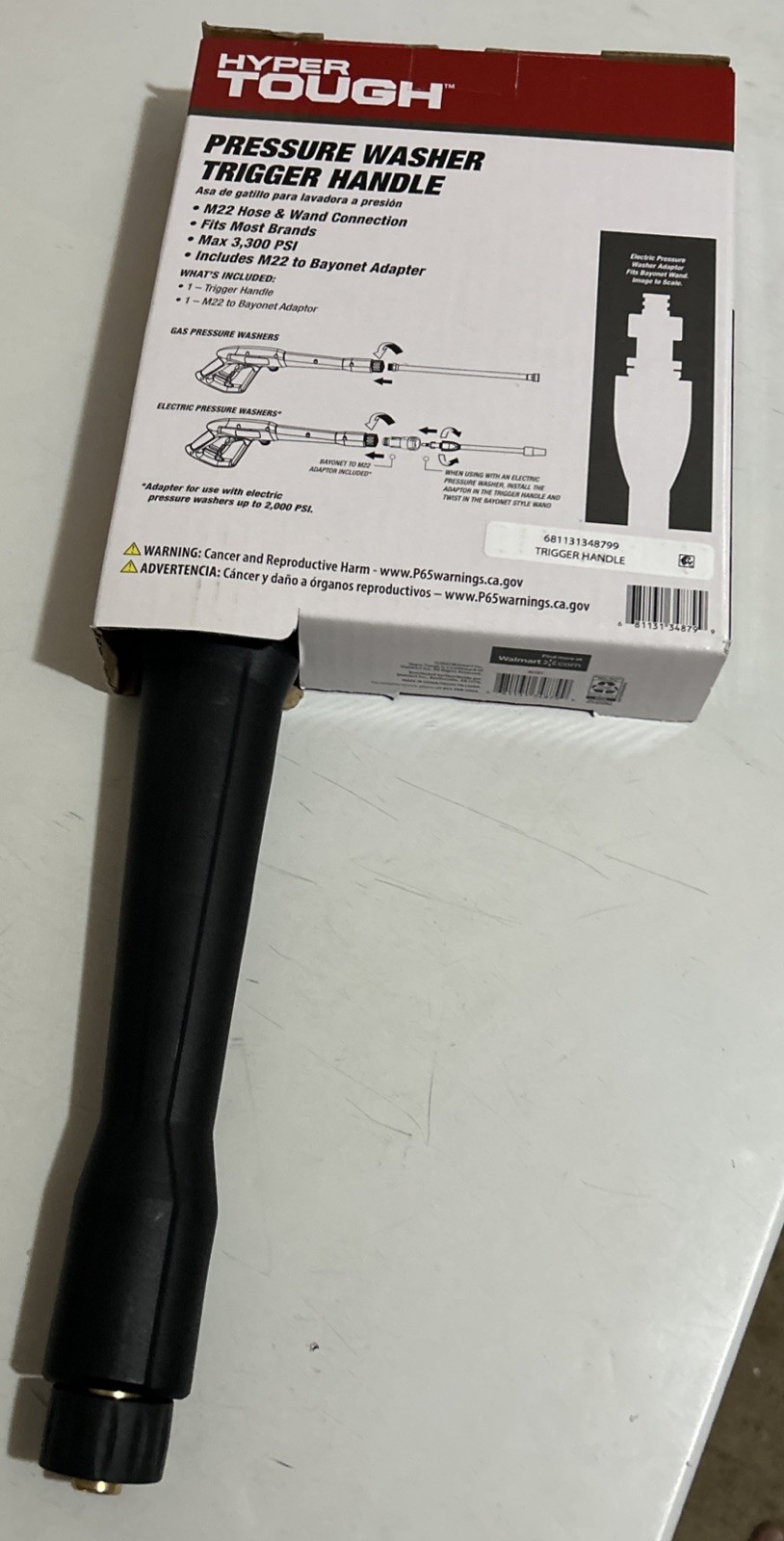 HYPER TOUGH PRESSURE WASHER TRIGGER HANDLE M22 BAYONET ADAPTER 3300 PSI