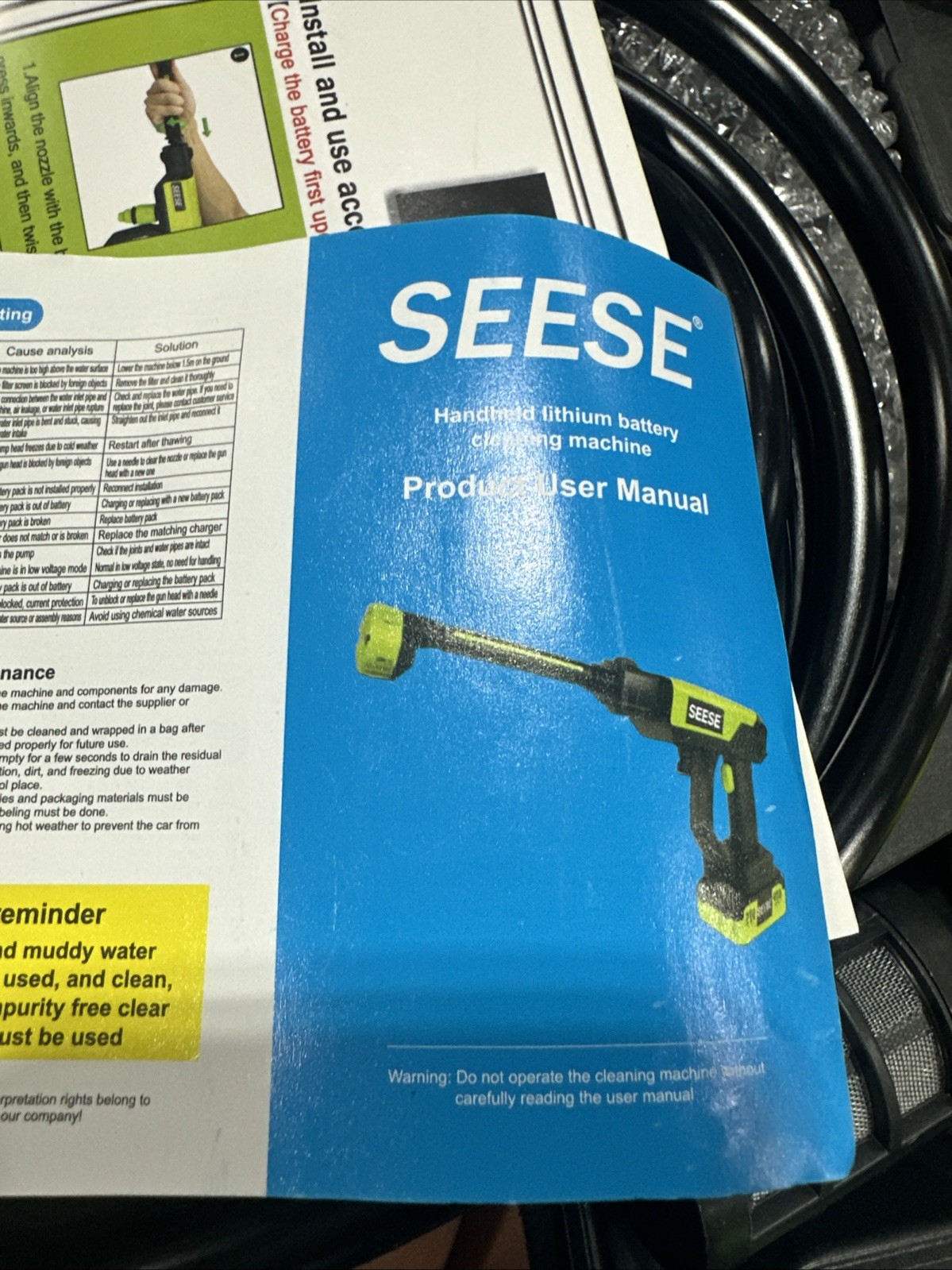 SEESE Cordless Pressure Washer and Single Port Charger Base, Bottle Portable Was