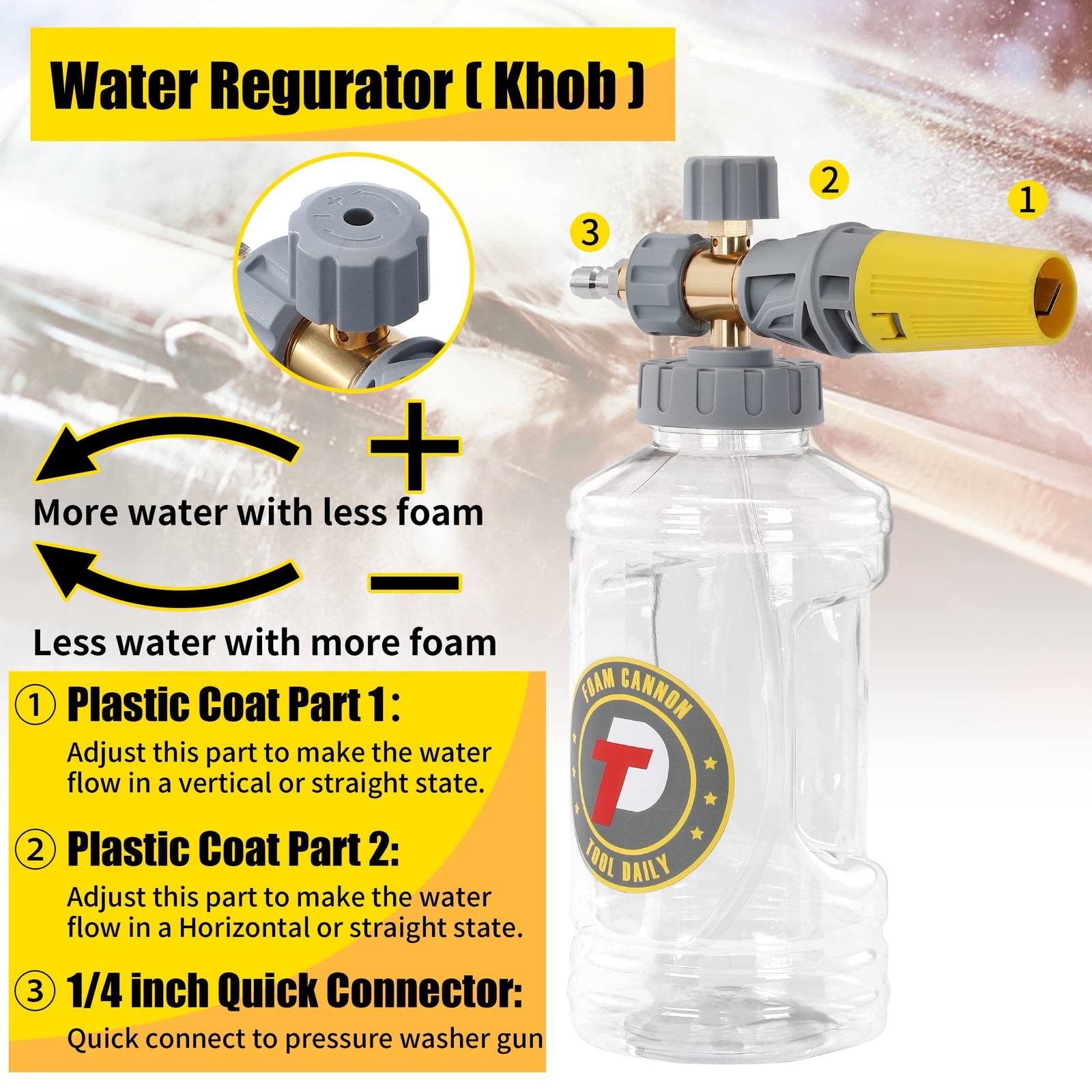 Foam Cannon with Pressure Washer Gun 5000 PSI, Power Washer Gun with 3/8” Sw…