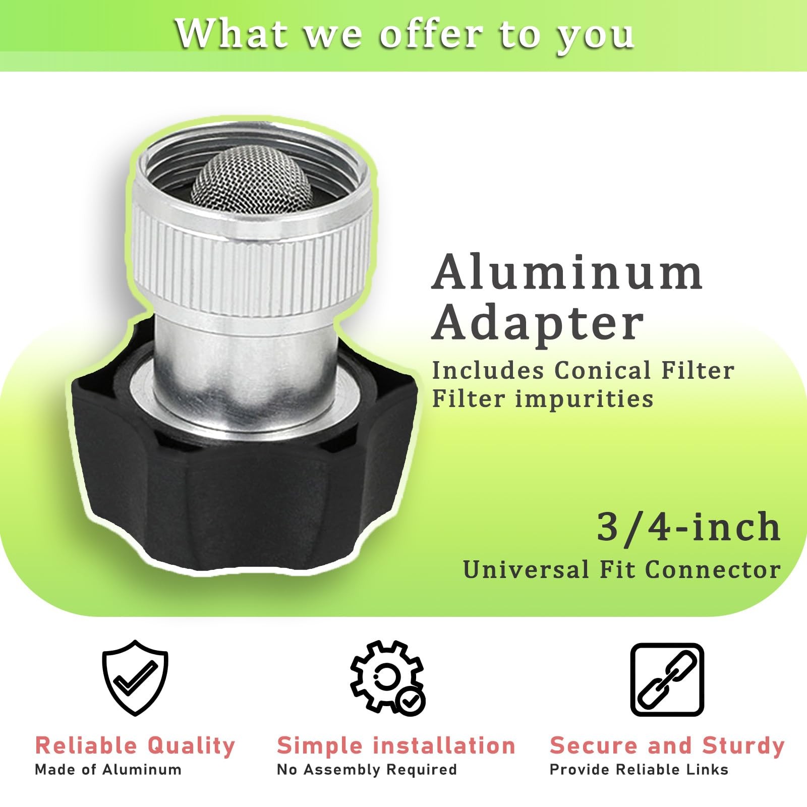 1 PC Electric Pressure Washer Coupler Garden Hose Adapter 3/4 Inch Metal