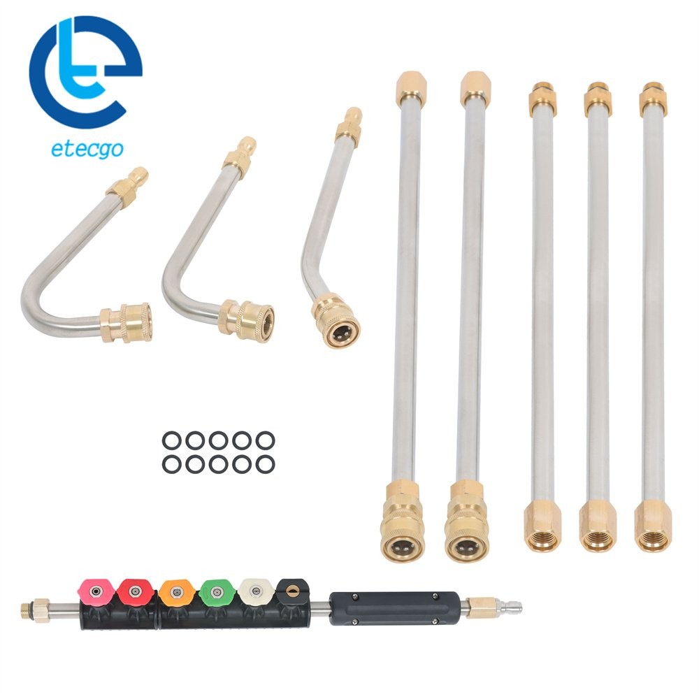9 Pack Power Washer Lance With Atomization Nozzle Tips And Attachment Curved Rod