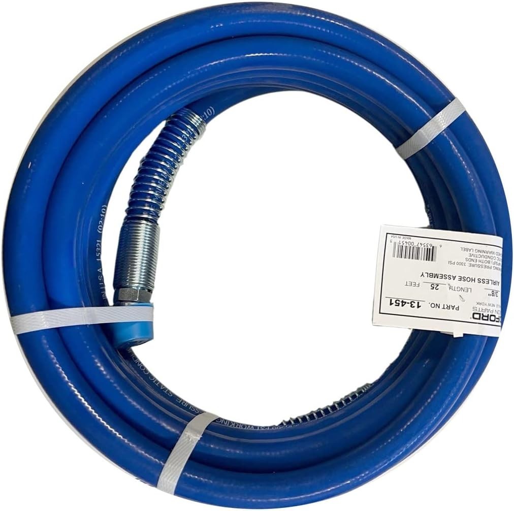 High-Performance 25′ Airless Hose Assembly, 3/8″ – Fits Binks Devilbiss 214-703