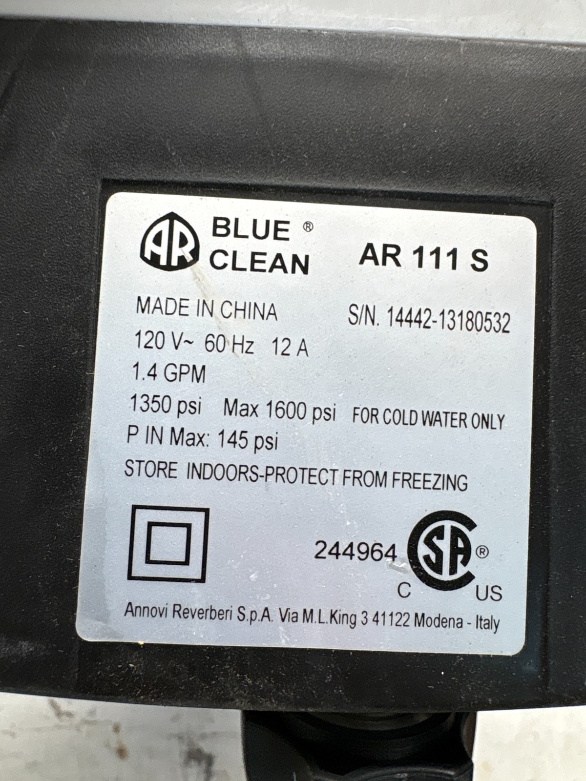 Power Washer Small AR 111 S Blue Clean Power Washers Electric 1600 PSI