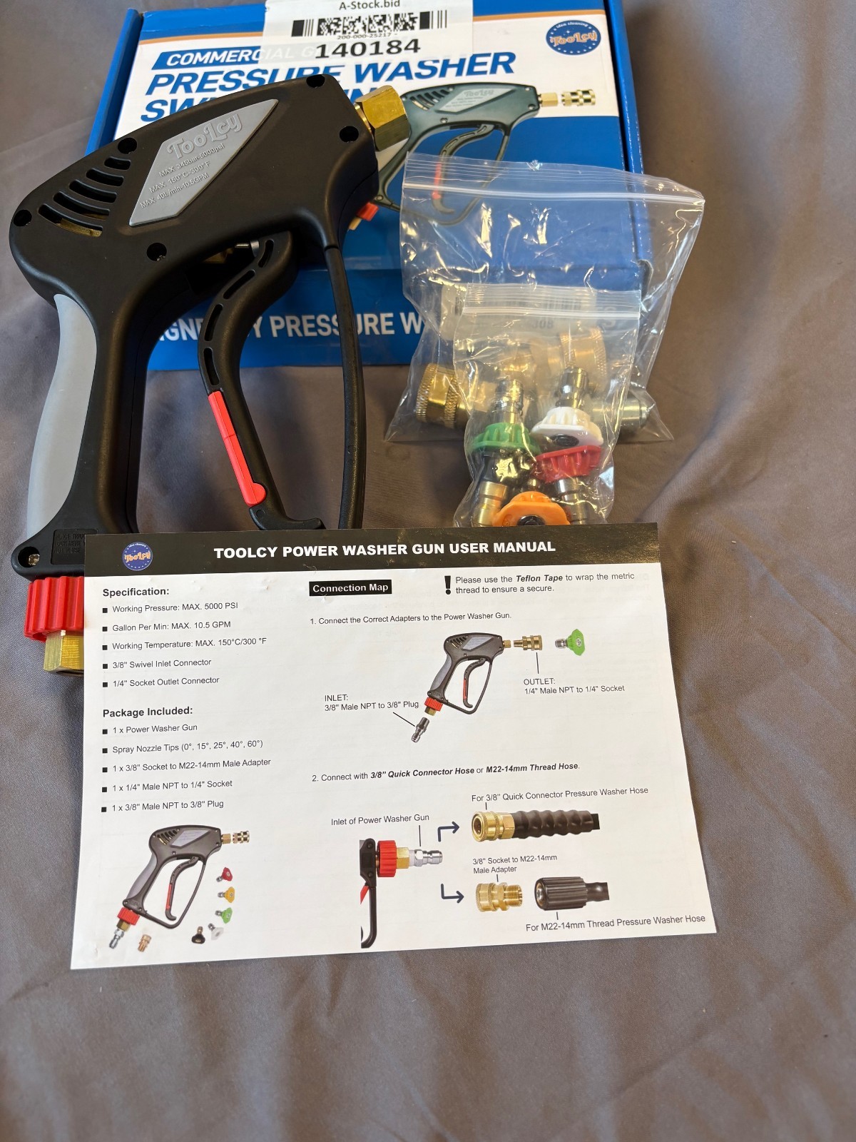 Toolcy Commercial Grade Pressure Wash Gun Sprayer Cleaner Multi Spray 5000psi