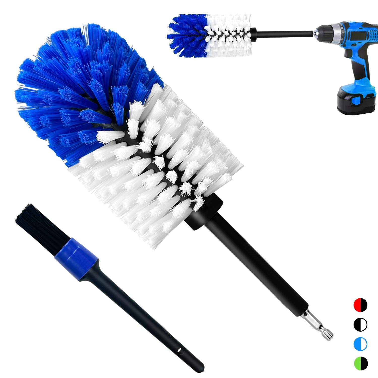 Wheel Brush Kit, 9.6 inches (length) x 2.3 (diameter), Blue/White,2pcs