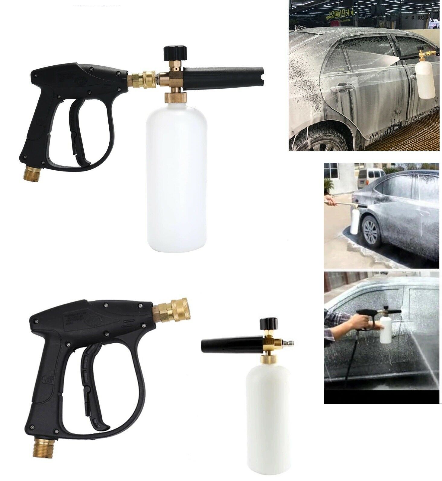 1/4″ Washer Gun Snow Foam Car Wash Soap Lance Cannon Spray Pressure Jet Bottle