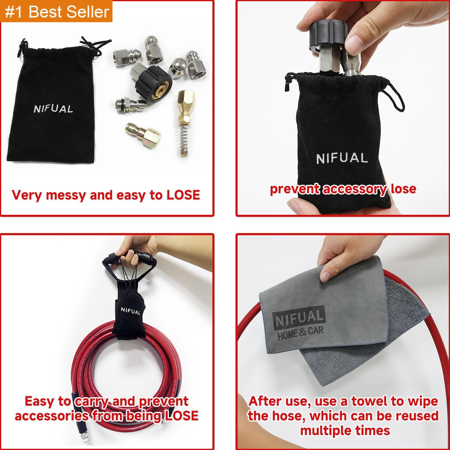 NIFUAL Sewer Jetter Kit for Pressure Washer,50Ft 5800PSI Pressure Drain Cleaner