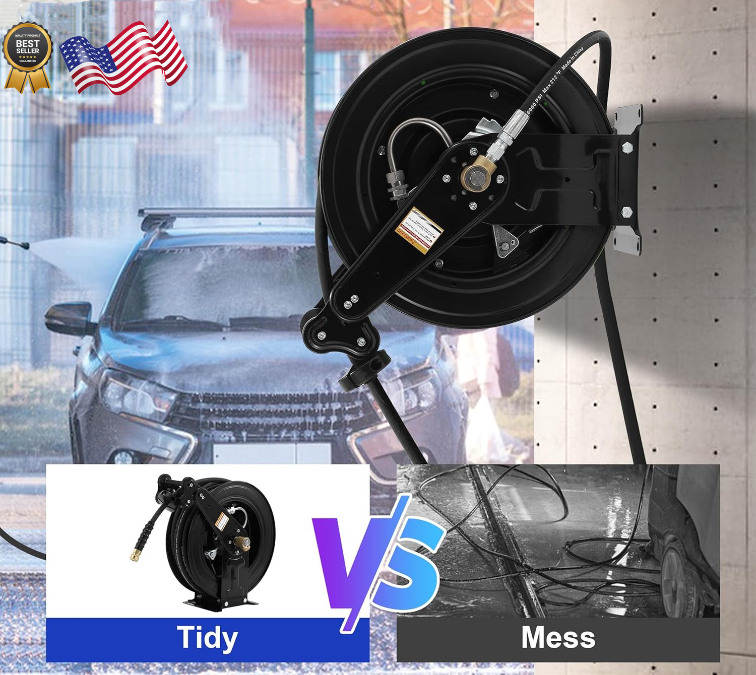 Retractable Pressure Washer Hose Reel Heavy Duty[Pressure Cleaning Hose Not In..