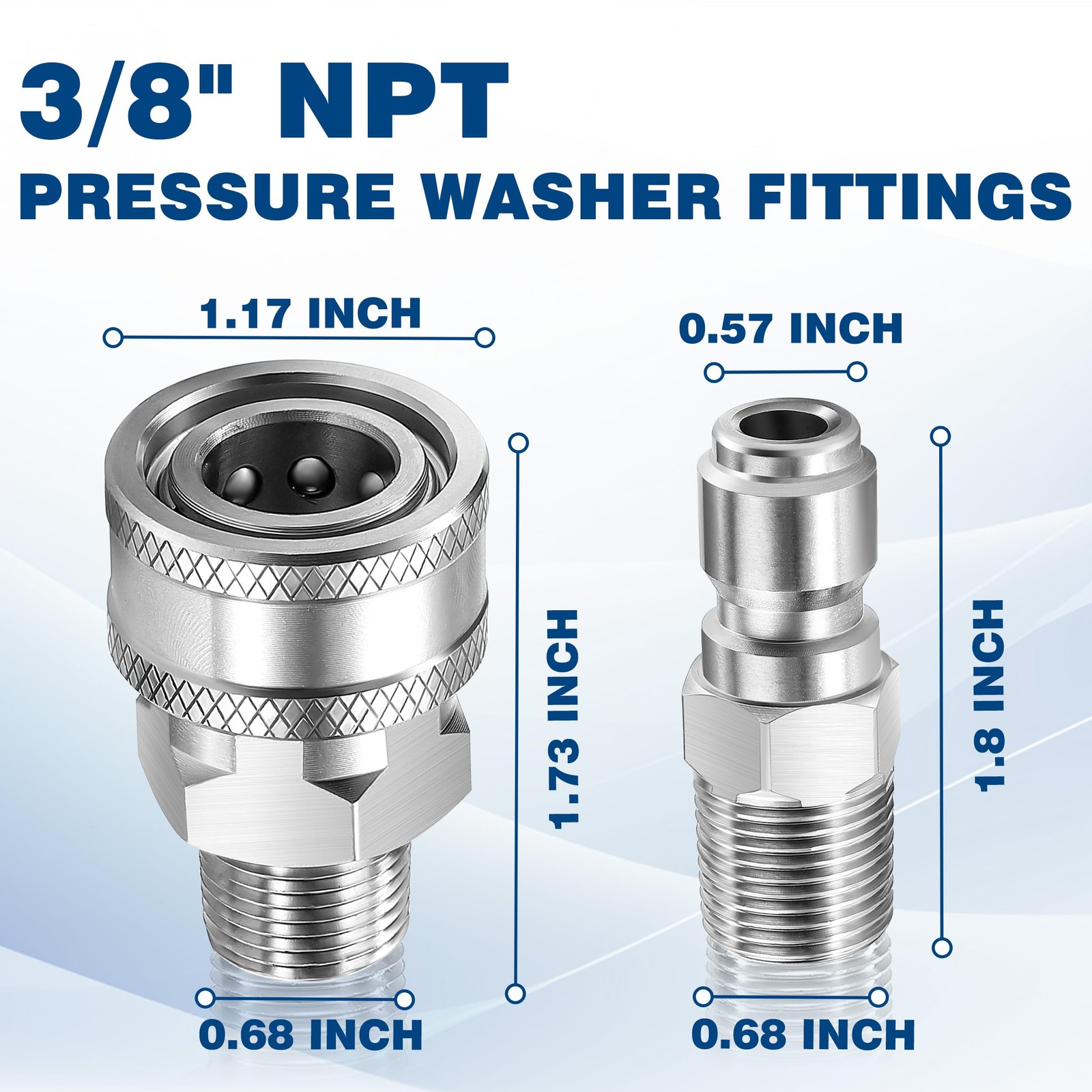 12 PCS 3/8 Inch NPT Pressure Washer Adapter Quick Connector Set 5000 PSI