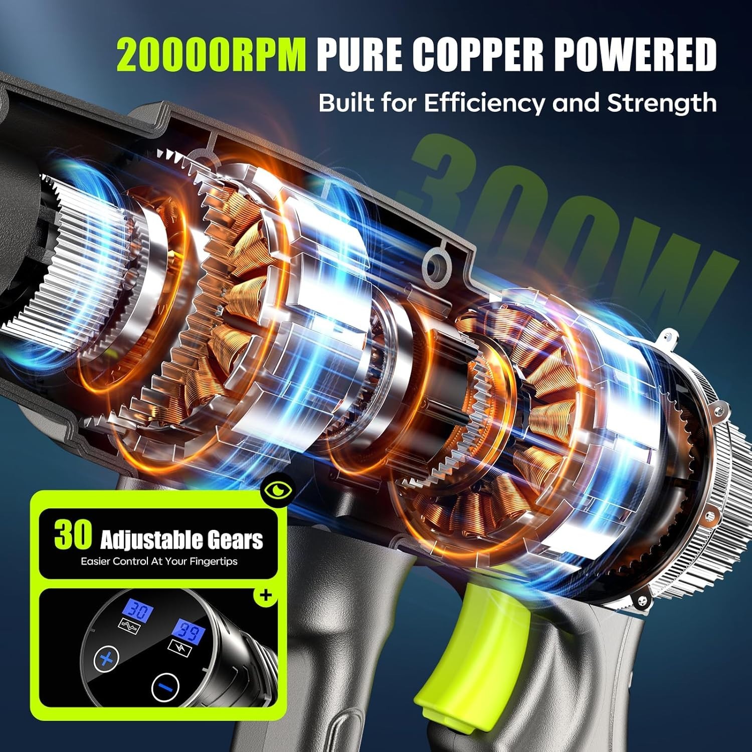Cordless Pressure Washer 1200 PSI 30 Speed w/ 6-in-1 Nozzle 24FT Hose