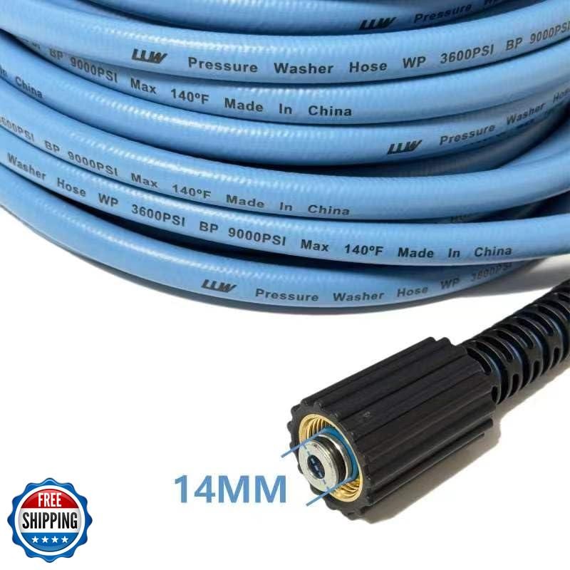 LULUW 25FT 1/4-inch High Pressure Washer Hose,3600PSI M22 14mm Replacement Po