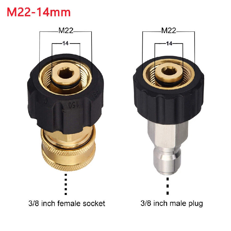 Pressure Washer Adapter Set M22 3/8″ Quick Connect Fitting For Power Washer Hose