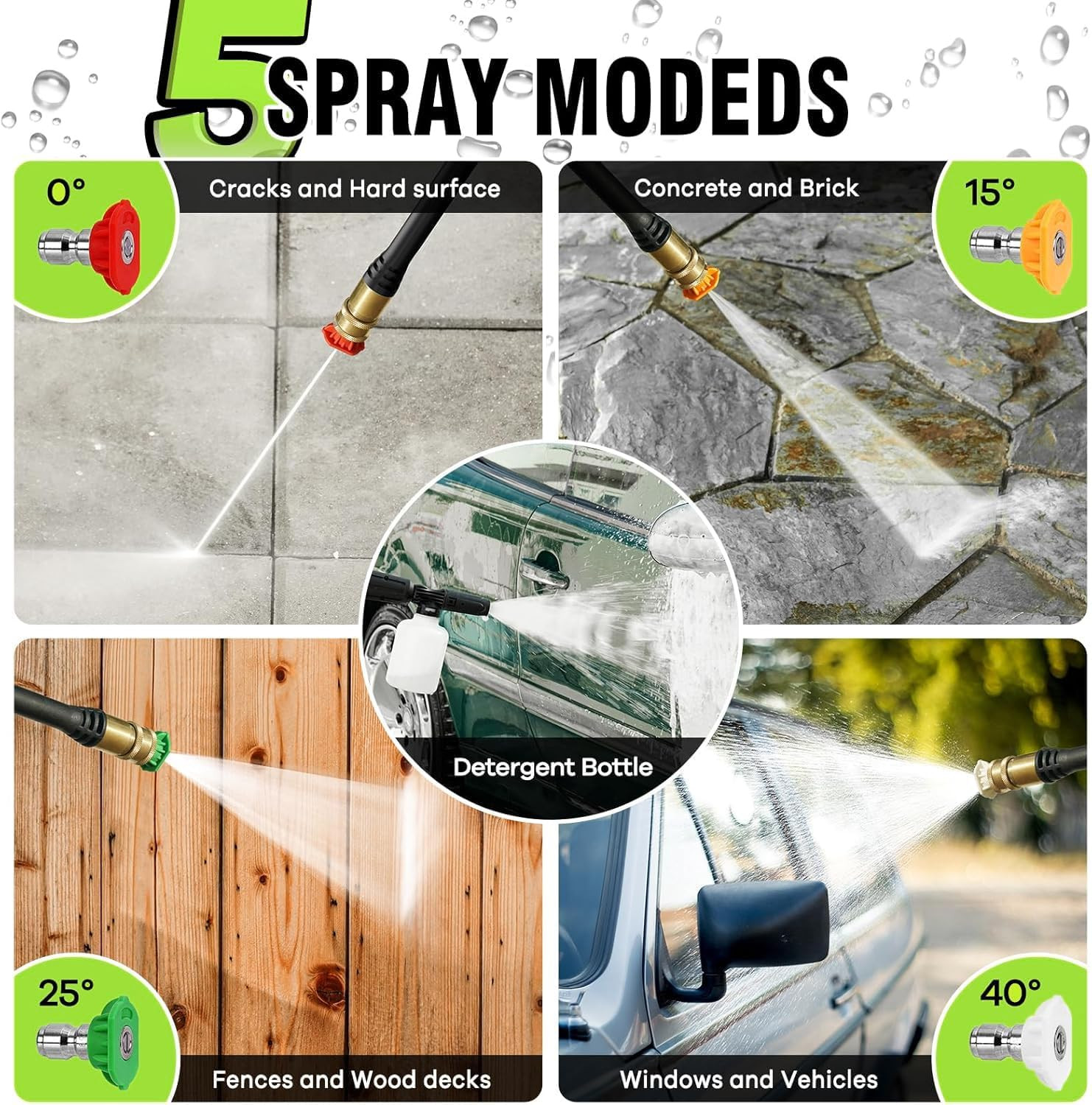 4500PSI Elecrtric Power Washer Small Portable Pressure Washer 20FT Hose, 4 Nozzl